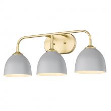  6956-BA3 OG-MGY - Zoey 3-Light Bath Vanity in Olympic Gold with Matte Gray Shade